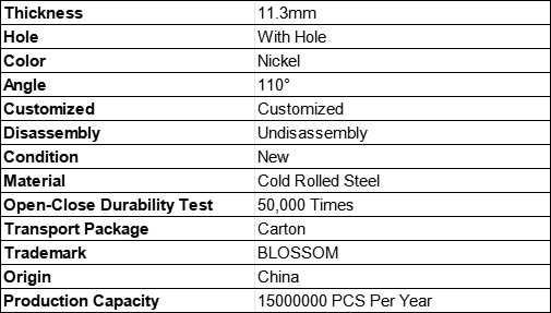 45mm self closing Cold Rolled Steel quick install cabinet hardware spec table Model 21 Normal Angel Hinge for kitchen wardrobe cabinet